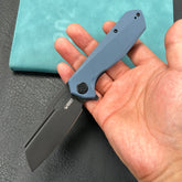 KUBEY KU328K Atlas Liner Lock Folding Knife Denium Blue G10 Handle 3.31" Blackwash 14C28N